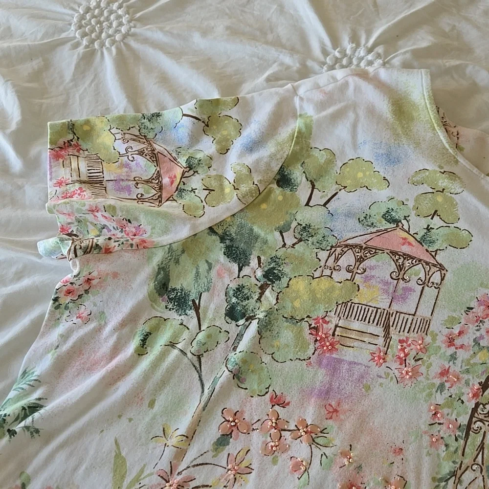 Short Sleeve Colorful Floral Top - Picture 5 of 8